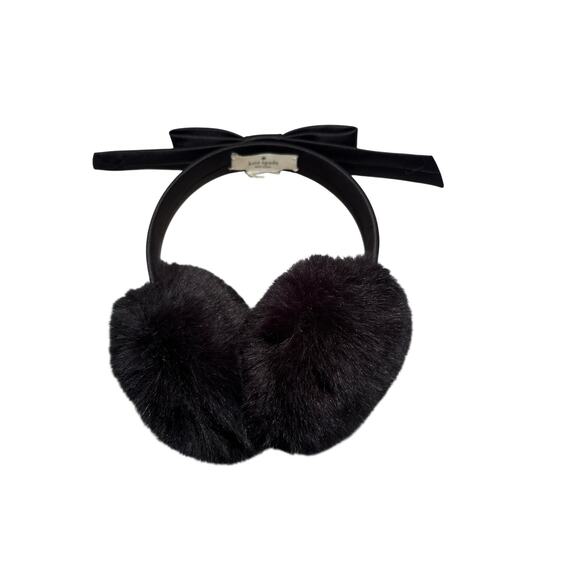 Kate Spade New York Shoelace Bow Faux Fur Earmuffs - Picture 3 of 7